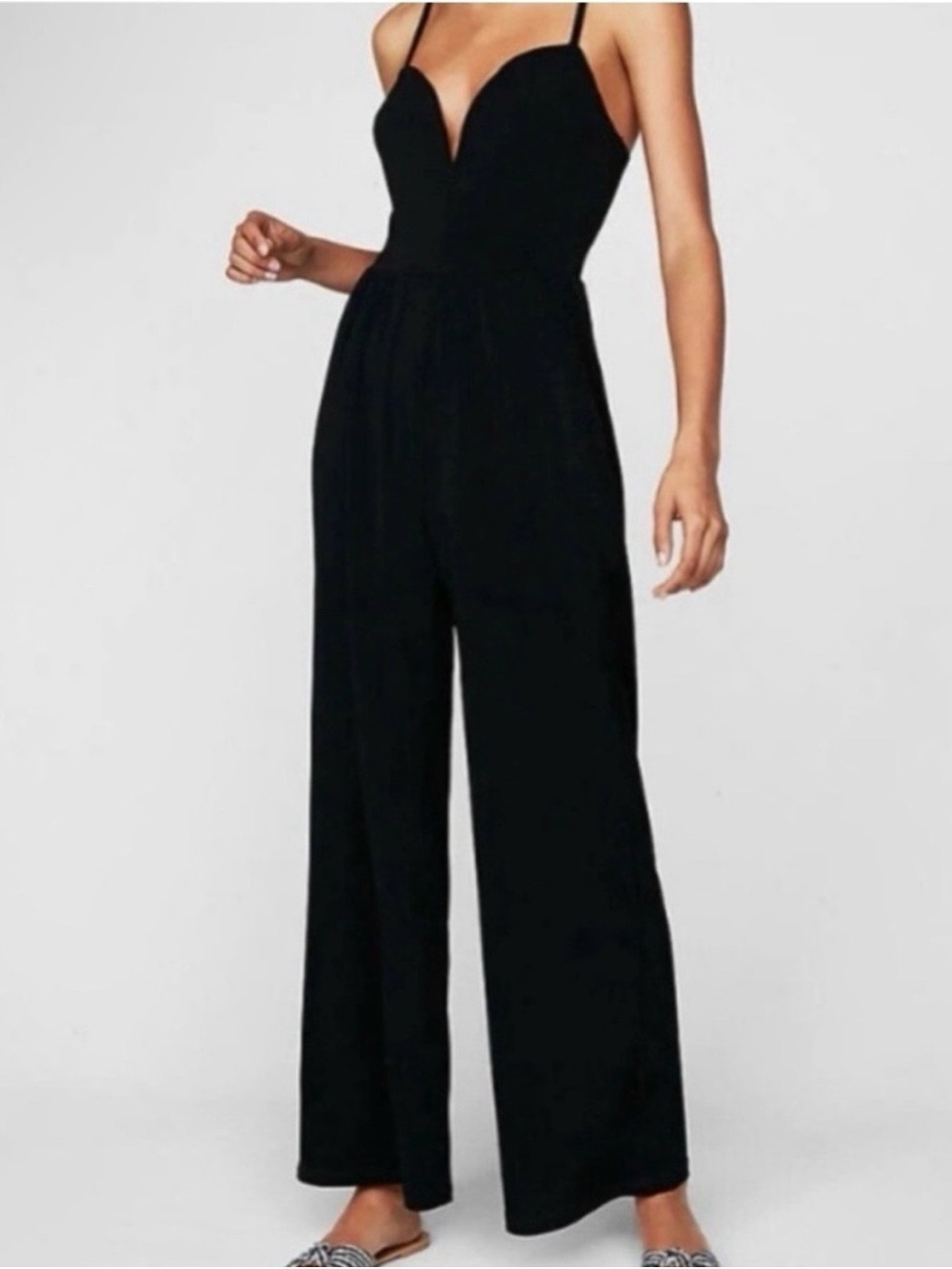 Express Spaghetti Strap Black Wide-Leg Jumpsuit — Size Small